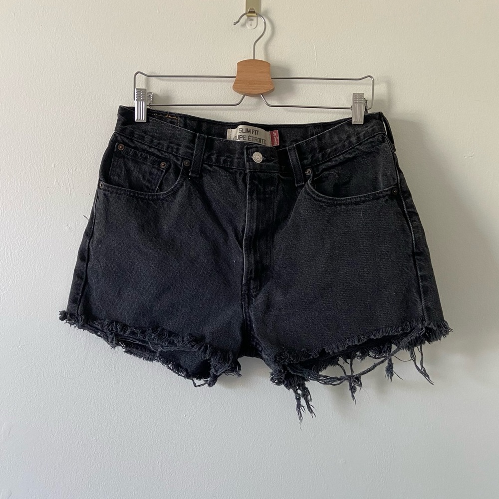 Vintage Washed Black Levi’s Jean Short Cut Offs